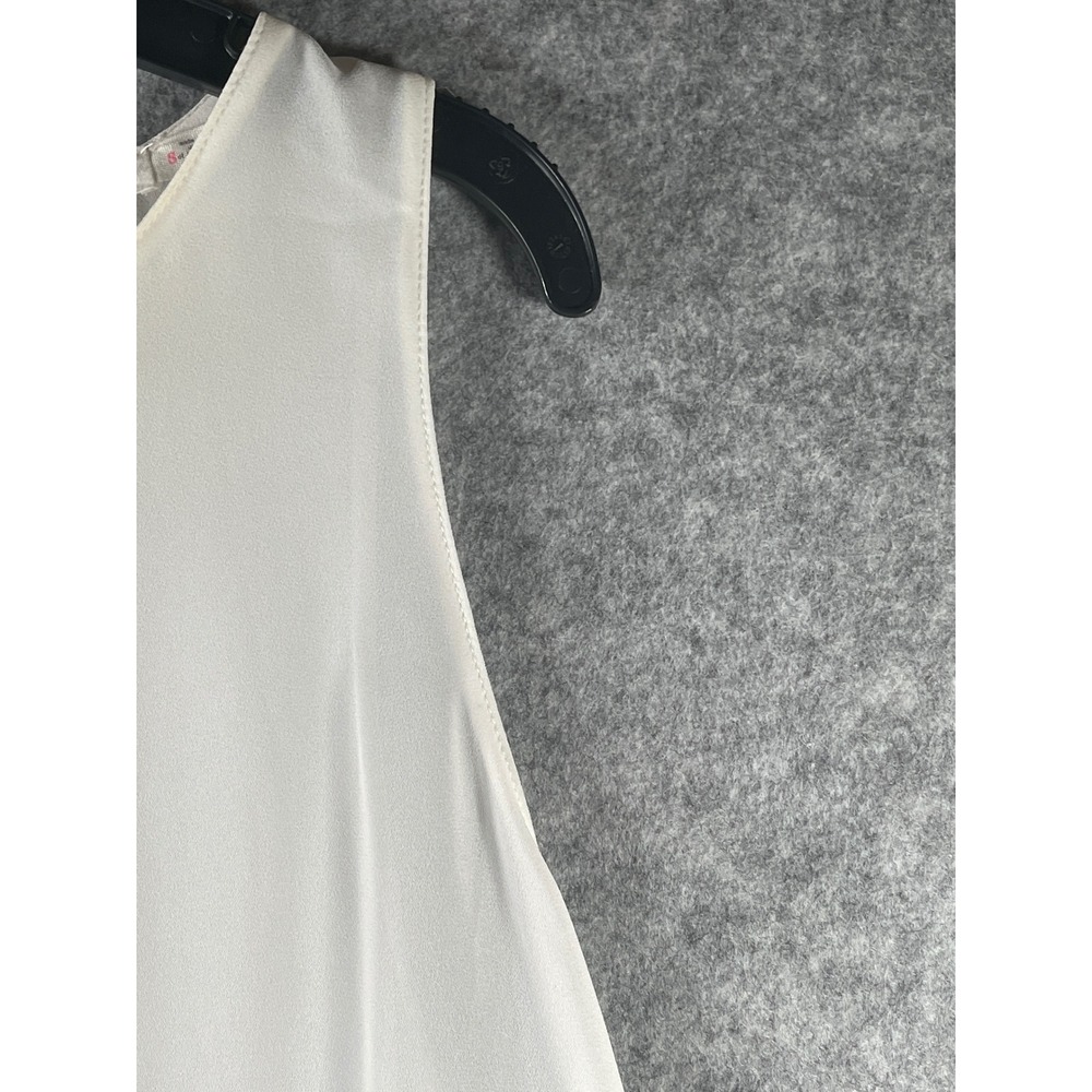 Lush Women Ivory White Sleeveless High Low Blouse Keyhole Back Side Slit Small - Picture 7 of 13